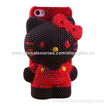 Hot-selling Bow Crystal Finish Hard Cover Case for iPhone 5, Customized Designs Welcomed